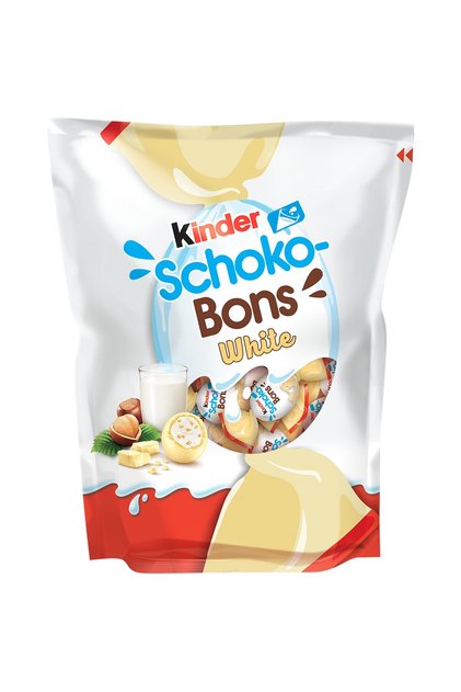 Bomboane de ciocolată albă cu bucăți de alune Schokobons White, 200g