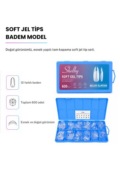 600 ADET ALMOND SOFT GEL TİPS