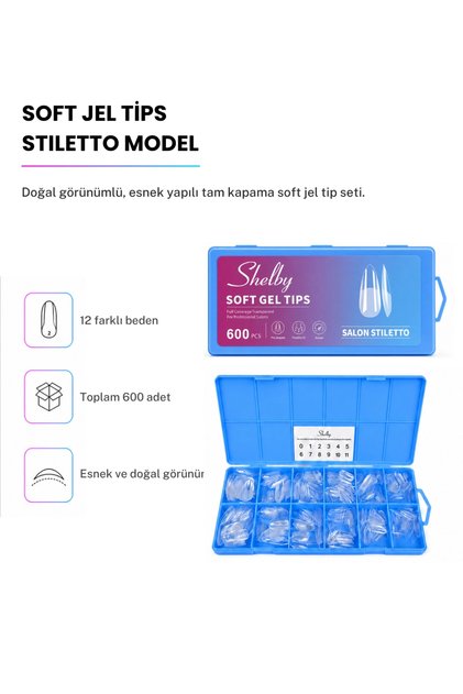 600 ADET STILETTO SOFT GEL TİPS