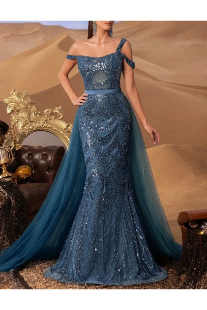 Rochie lunga, Albastru