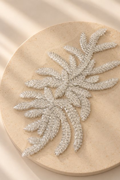 Beaded Leaf Pattern Applique
