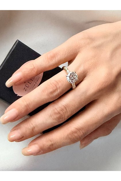 Steel Ring Single Stone Model Original Xuping Quality Zircon Stone Gold