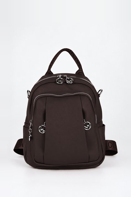 Women's Lemur Brown Faux Leather 3-Compartment Multi-Pocket Crossbody Bag with Zipper Closure, Suitable for Back and Shoulder Use.
