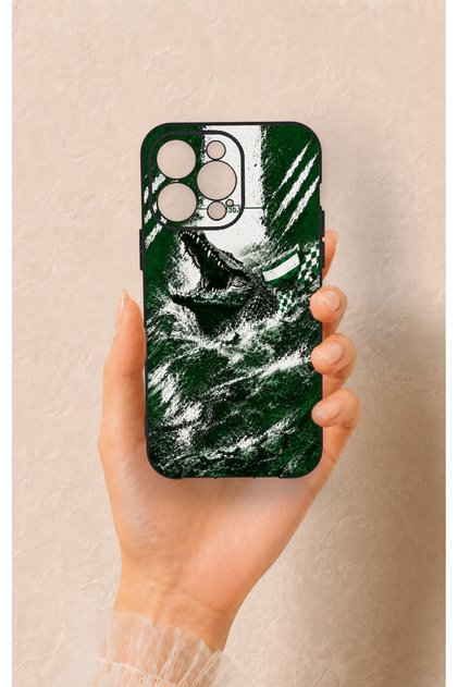 Green Crocodile-Themed Patterned Silicone Case Compatible with iPhone 14 Pro Max.