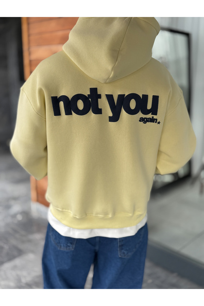 Yellow "Not You" Printed Hooded Sweatshirt PM-111