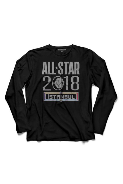 Basketball All-Star Istanbul NBA Basketball 2018 Kretas Black Long-Sleeve T-Shirt
