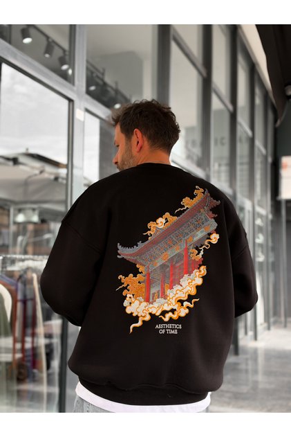 Black Aesthetics Printed Oversized Sweatshirt JJ-118