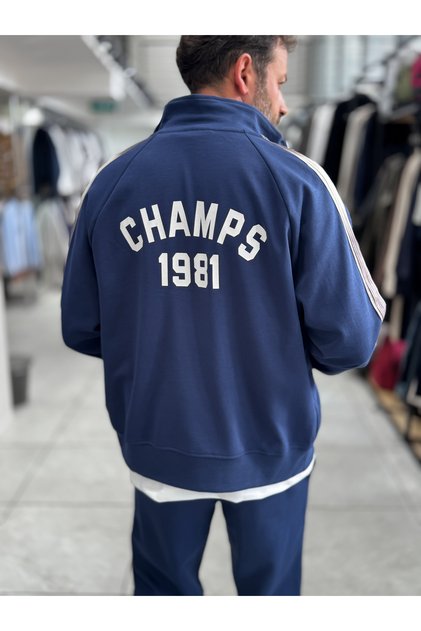 Navy Blue Champ Oversized Zipper Sweatshirt RES-2007