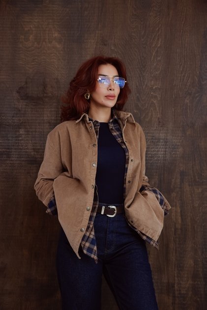 Kadın Oversize Kadife Gömlek