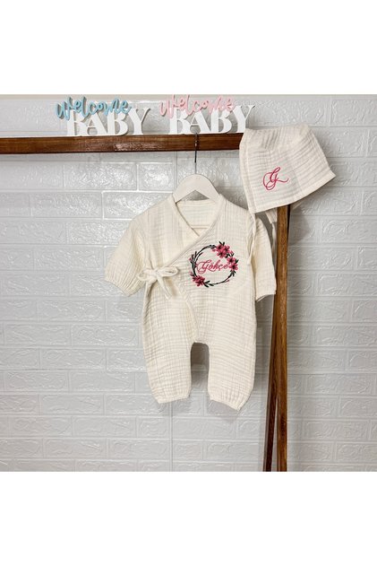 Name Embroidered Muslin Hospital Release Set of 2 100% Cotton