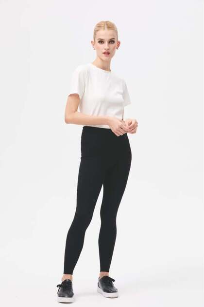 High Waist Knit Leggings Black