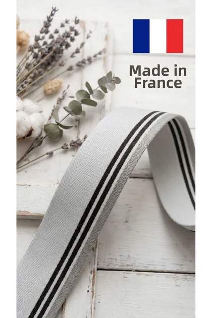 French Polyester Herringbone-Striped Piped Biais Tape - 20 mm - 10 Meters