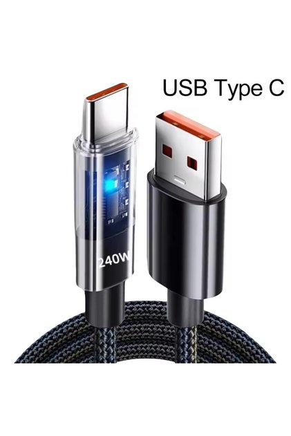 1.5m USB Type C 240W Dual Charging Line Type-C USB C To Type C Cable Fast Charging Nylon Braided Typ