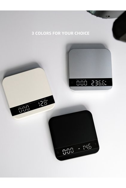 2Kg WHITE MisChief Lunar Ultra-Thin Coffee Scale | 0.1 g Accuracy • USB-C Rechargeable • Flow-Rate I