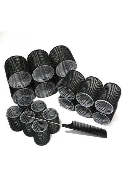 black-19pcs 28pcs/Set Hair Roller Sets 18pcs Plastic Self Grip Hair Curlers 3 Sizes Hair Rollers 10p