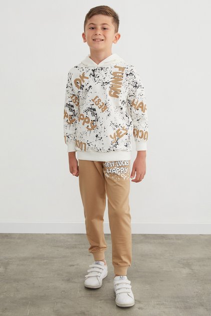 Printed Hooded 2-Piece Boys' Tracksuit Set