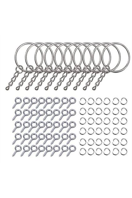 10pcs silver color 10/30/50/100Pcs Keychain Open Jump Rings Eye Pins Jewelry Making Accessories Kits