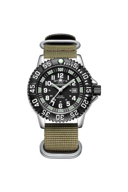 Nylon Khaki ADDIESDIVE Fashion Men's Analog Watches 50m Waterproof Luminous Tube Nylon Sports Men Mi