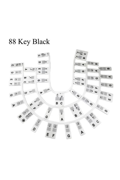 88 Key Black Miwayer 61/88 Key Silicone Piano Keyboard Note Labels - Removable Note Guide for Beginn