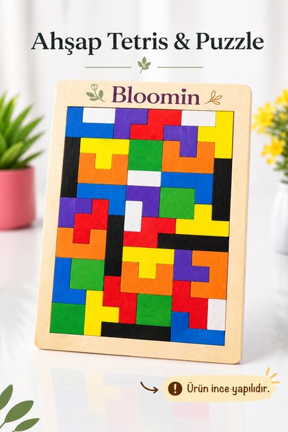 Wooden Tetris Block Puzzle Intelligence Toy Montessori Skill Development Hand Skill Toy