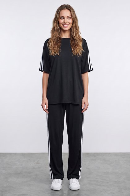 Side Striped Crew Neck Modal 2-Piece Set