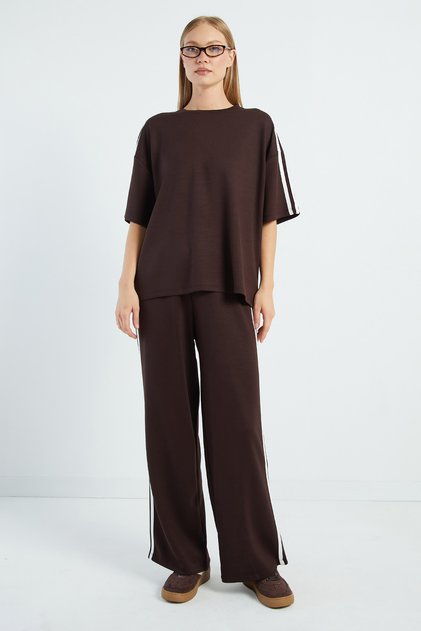 Side Striped Crew Neck Modal 2-Piece Set