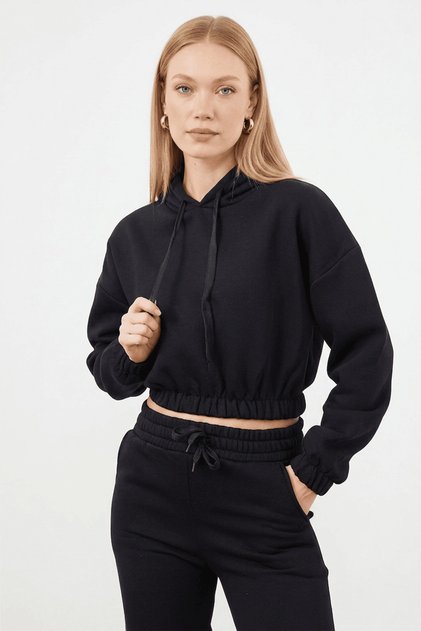 3 Thread Hooded Crop 2-Piece Set