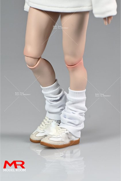 only socks white 1/6 Scale Female Knitting Leg Warmers Loose Socks Cover Clothes Accessories Model F