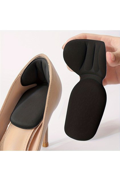 2pc-Black Double-Layer Thick T-Shaped Foam Heel Pad And Heel Cup - Soft, Breathable, Non-Slip, Durab