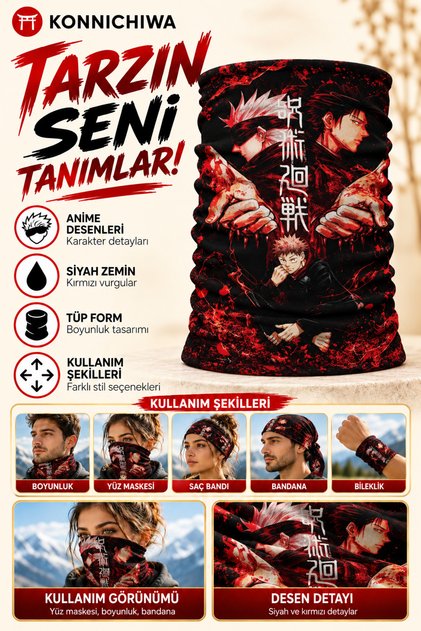 Anime Manga Jujutsu Kaisen Motorcycle Cycling Face Mask Bandana Buff Multi-Purpose Bandana Neck Gaiter