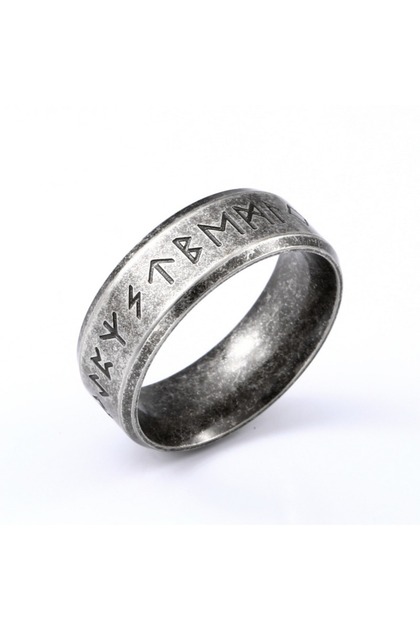Silver 12 Europe and The United States New Vintage Viking Rune Ancient Ring Men's Fashion Trend Retr