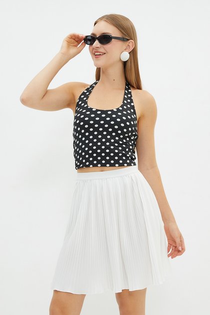 Pleated Skirt with Elastic Waist