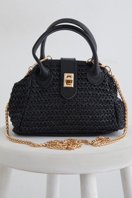 Cross Strap Straw Handbag