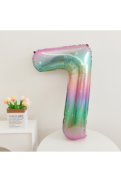 40inch number 7 40inch Star Sky Gradient Digital Foil Balloon Rainbow Number 0-9 Helium Balloons Bab