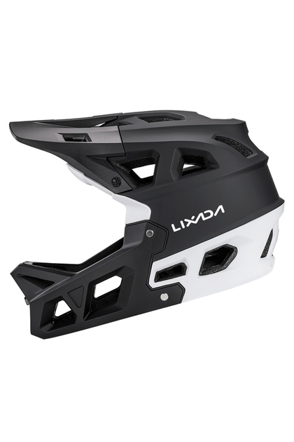 L Black and White Full Face Mountain Bike Helmet Adult Racing Downhill MTB Helmet for Mountain Bike