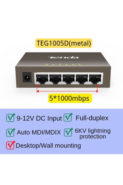 metal shell 5Port Full Gigabit switch 1000mbps smart Network Ethernet Desktop Switcher F