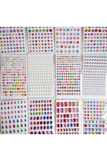 12 sheets 3200 pieces of 12 color creative decorative stickers, ear stickers, handmade diamond rhine