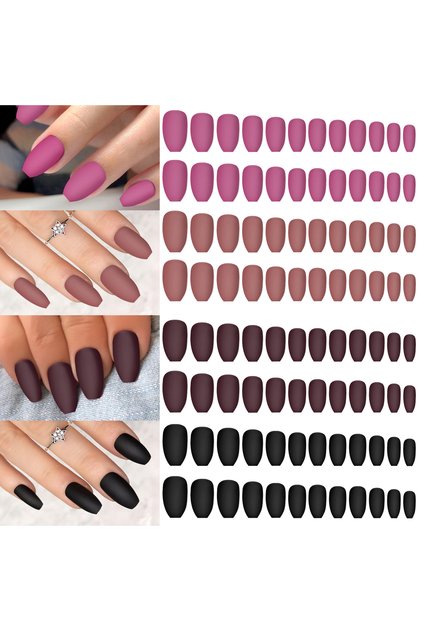 02 Matte 96pcs 96pcs Boxed 4color Short Nail Tips Ballet/Coffin/Square Full Cover Matte Bright False