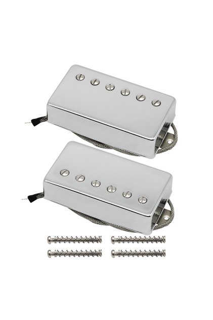 FLEOR 2PCS Alnico 5 LP Guitar Humbucker Pickups Neck Bridge Pickups Set Chrome Color