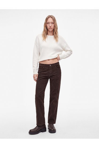 Ribbed Crew Neck Long Sleeve Basic Knitwear Sweater