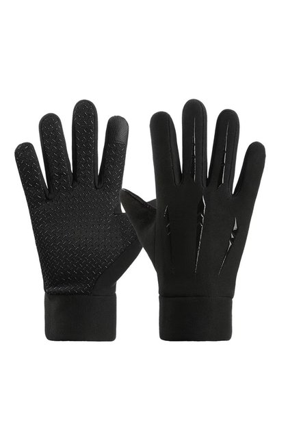 One Size Black Warm Gloves for Men Motorcycle Winter Windproof Gloves Water-Repellent Cycling Takeaw