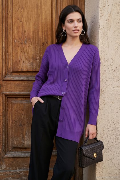 V-Neck Buttoned Long Knitwear Cardigan Women's Cardigan 4616040Y