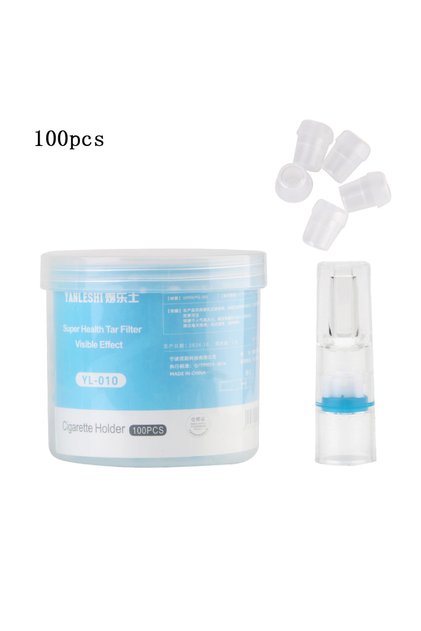 Blue Tobacco Cigarette Filter 100pcs Disposable Reduce Tar Filtration Cigarette Cleaning Holder Con