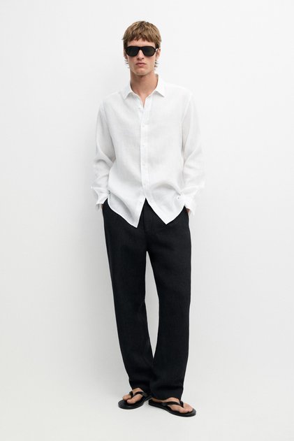 %100 keten slim fit gömlek