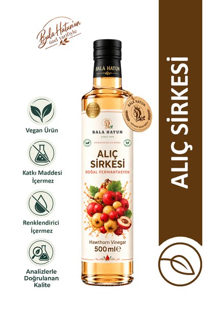 Alıç Sirkesi 500ml - Doğal Fermantasyon - 6 Ay Dinlendirilmiş Özel Tarif - Hawthorn Vinegar