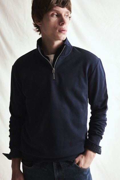 Regular Fit High Collar Half-Zip Basic Sweatshirt X7405Az26Au