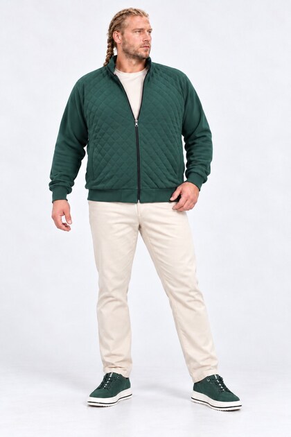 Large Size Zippered Cardigan Diamond 23281 NEFTI