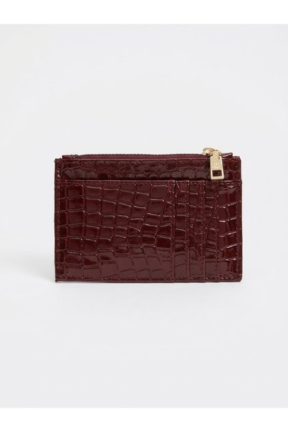 Burgundy Zippered Cardholder-Wallet (13cm X 9cm)
