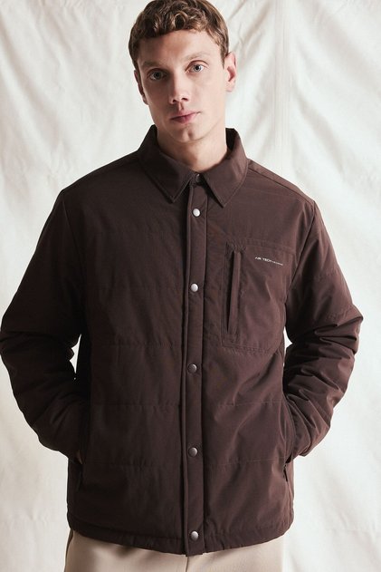 Waterproof Slim Fit Hooded Jacket with Snap Buttons and Pockets H1898Ax26Wn