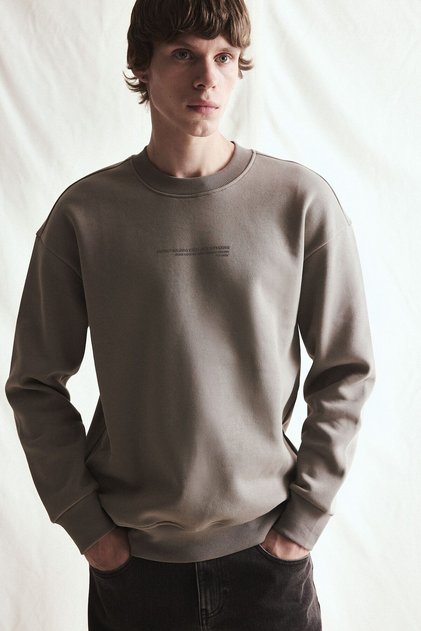 Boxy Fit Long Sleeve Cotton Crew Neck Soft Fuzzy Printed Sweatshirt X8282Az25Au